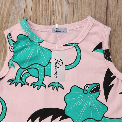 Baby Girls Dinosaur Casual Vest Tops Loose Jeans