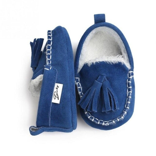 Cute newborn plush shoes tassels peas shoes