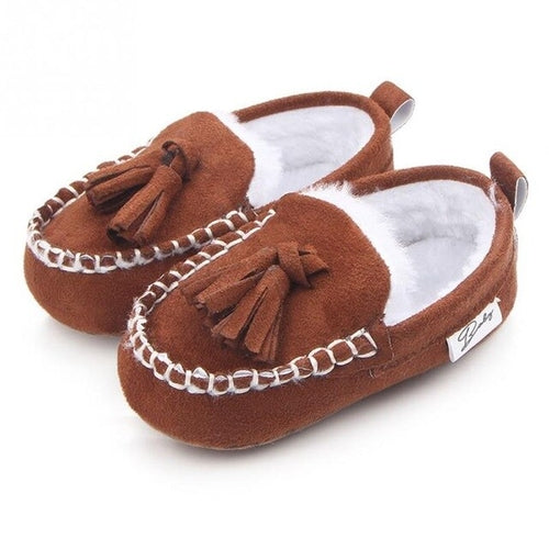 Cute newborn plush shoes tassels peas shoes