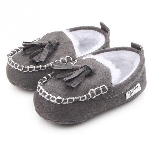 Cute newborn plush shoes tassels peas shoes