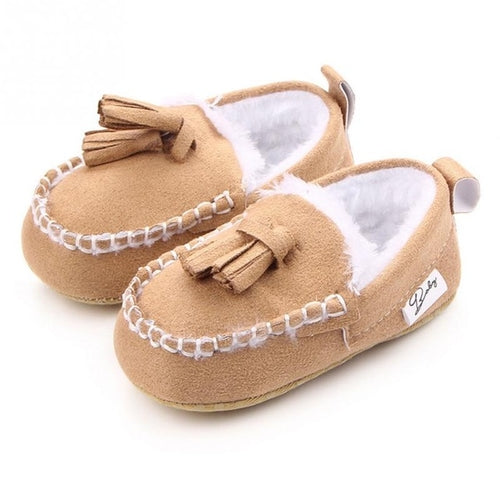 Cute newborn plush shoes tassels peas shoes