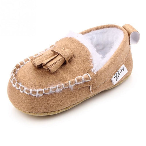 Cute newborn plush shoes tassels peas shoes