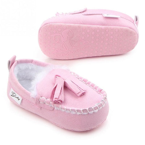 Cute newborn plush shoes tassels peas shoes
