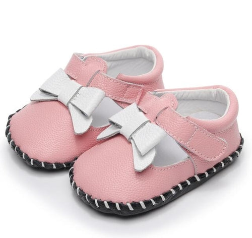 Genuine leather newborn baby girl shoes white