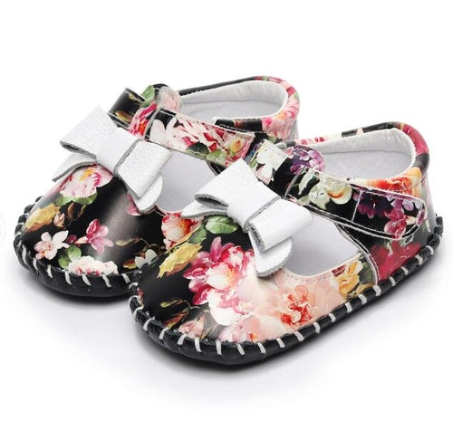 Genuine leather newborn baby girl shoes white