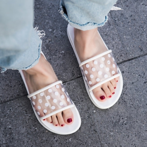 Summer Slippers Shoes 2019 Polka Dots Transparent