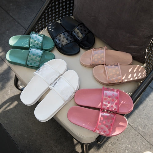 Summer Slippers Shoes 2019 Polka Dots Transparent